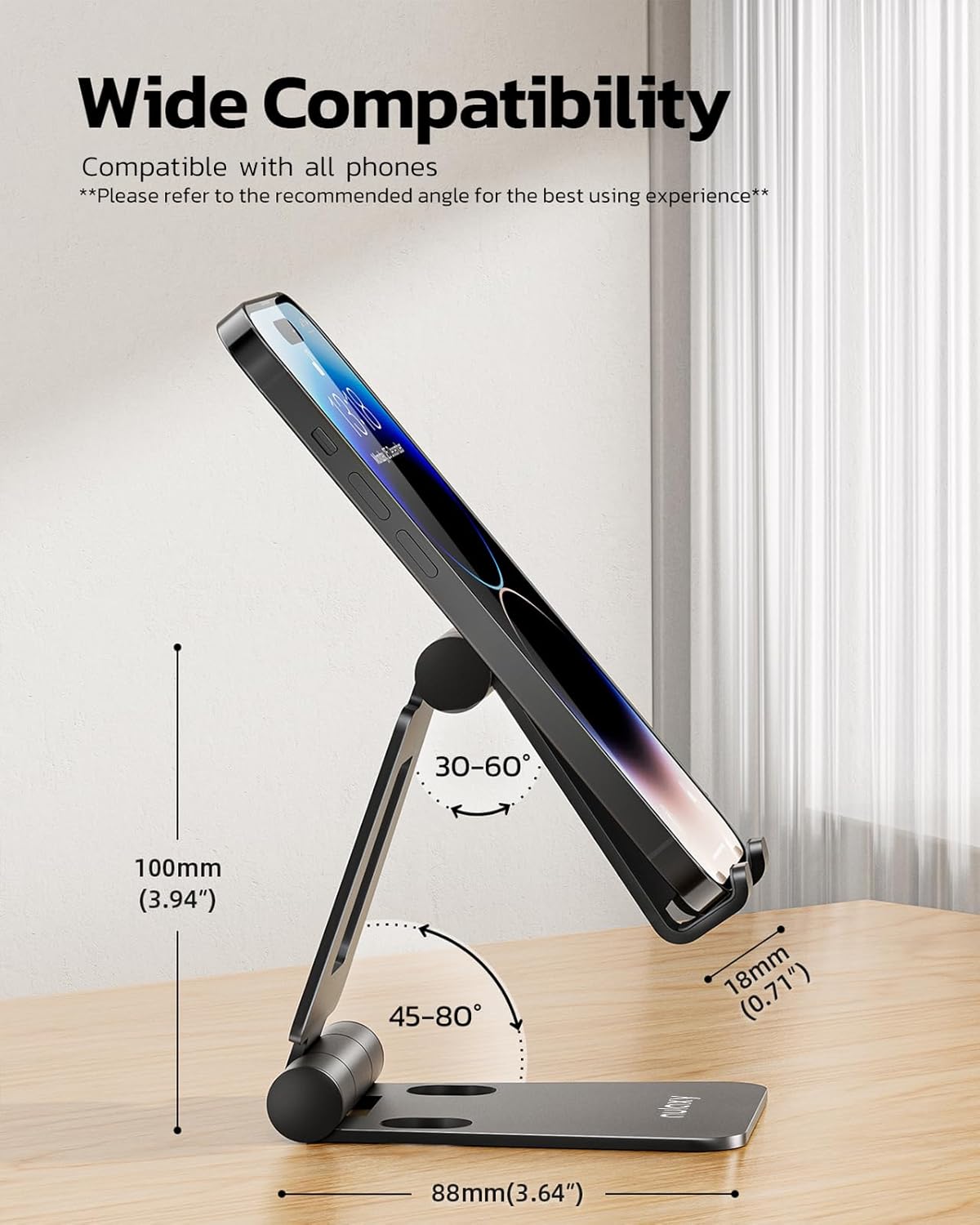 Nulaxy Full Aluminum Dual Folding Cell Phone Stand for Desk