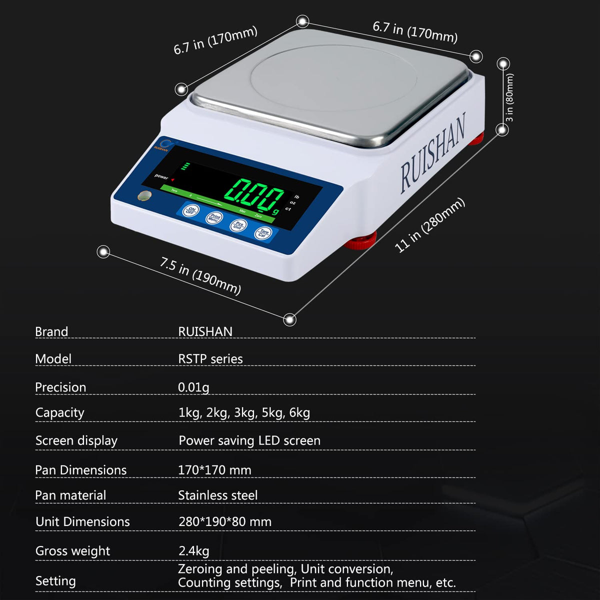 Lab Scale 5000gx0.01g High Precision Scientific Electronic Digital Laboratory Lab Weight Analytical Balance Scale .01g Accuracy Jewelry Pharmacy Chemistry Industria Calibrated Gram Scale