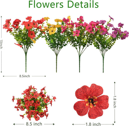 2 Set Artificial Hanging Flowers with Baskets for Outdoor Decor