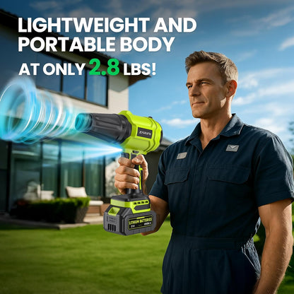 YUQUESEN Cordless Leaf Blower, 980,000 RPM Handheld Leaf Blower with 2 Batteries & Charger, Lightweight Leaf Blowers for Patio, Lawn, Leaves, Dust - Bright Green