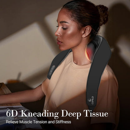 CuPiLo Cordless Neck Massager with Heat & Remote Control, 6D Kneading Shiatsu Massage, 5-Zone Heating, Rechargeable, 2026 Upgraded
