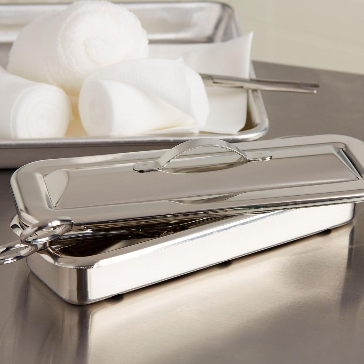 McKesson Surgical Tray, Non-Sterile, 1 x 2 x 3 in, 1/2 in, 6 ct Stainless Steel Instrument Tray, Autoclavable, Easy to Clean