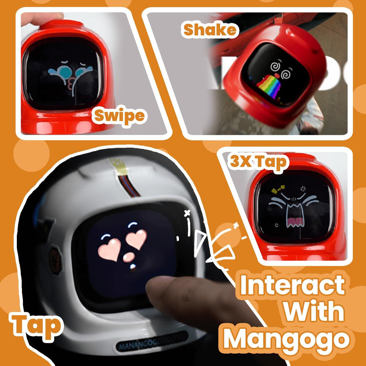 Smart Car Dashboard Robot Ornament, Car Gift (Red, Vibrant Sets) 300+ Dynamic Expressions with Sound Effects, Emotional Driving Companion, Built-in gyro sensor, APP & OTA update.