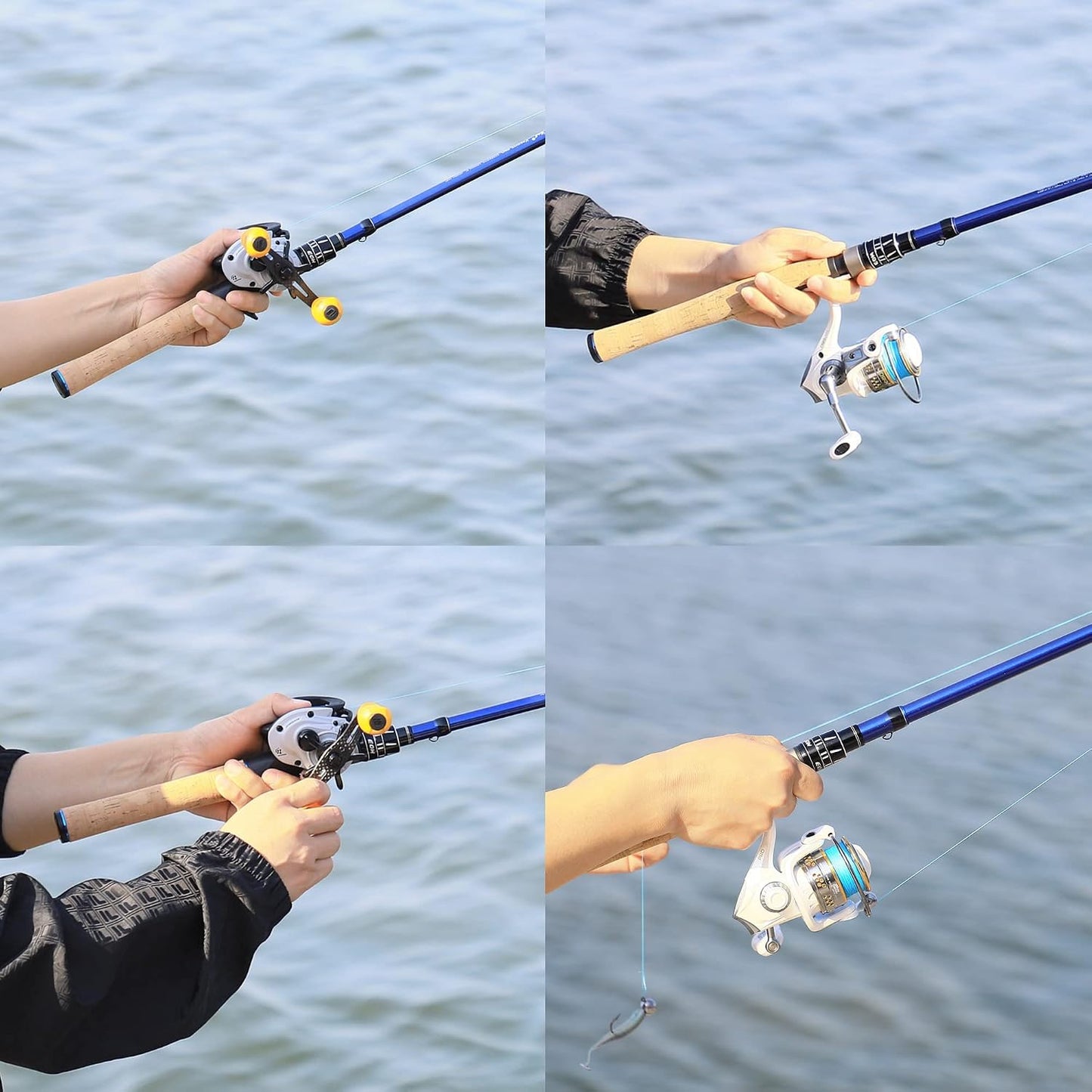 EOW XPEDITE PRO Telescopic Fishing Rod, 6' Spinning Rod, 24T Carbon Fiber Blank, Solid Carbon Tip, Medium Power, Fast Action, Blue