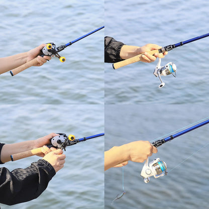 EOW XPEDITE PRO Telescopic Fishing Rod, 6' Spinning Rod, 24T Carbon Fiber Blank, Solid Carbon Tip, Medium Power, Fast Action, Blue