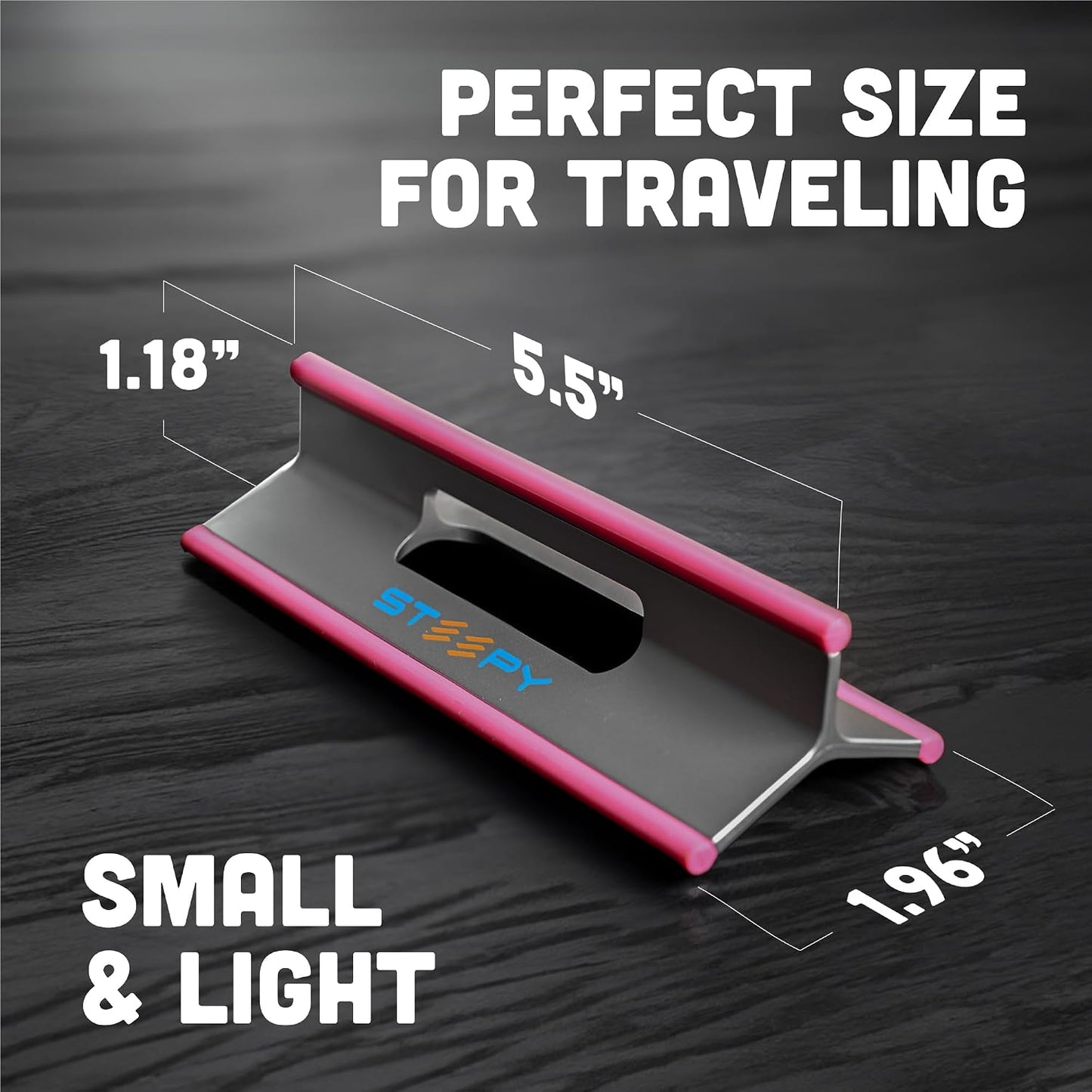 Steepy Portable Laptop Stand for Desk Adjustable Height, 13-17 Inch Devices Laptop Holder - Computer Stand for Cooling, Foldable, Portable, Ergonomic, Comfort, Slip-Proof, Sturdy Design, Universal Fit