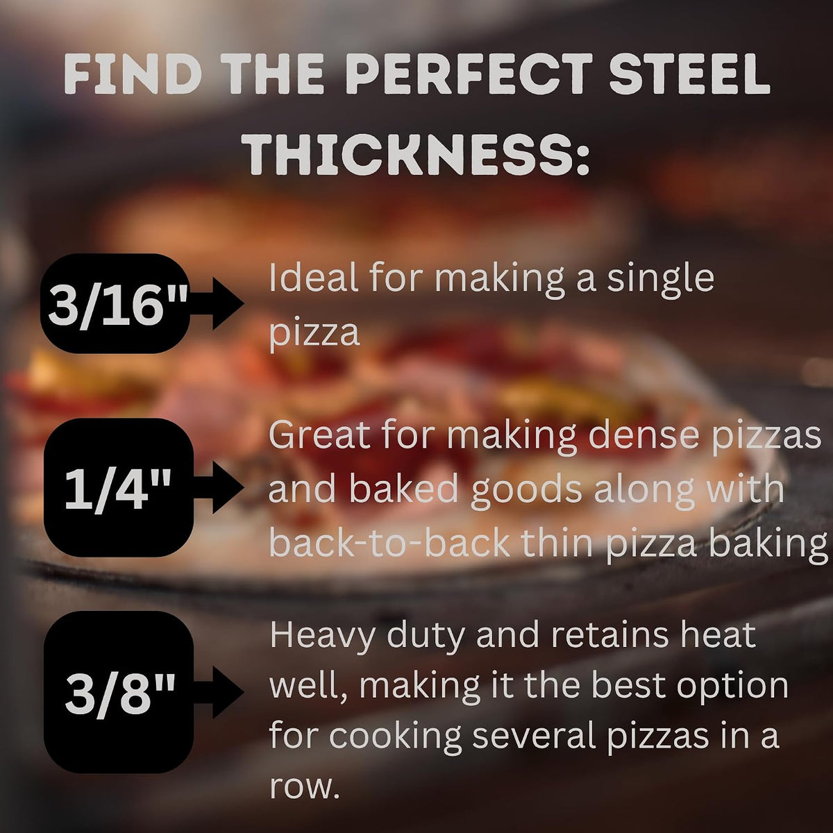 ThermiChef 16" x 16" Pizza Steel - 1/4" Steel, 17.6 lbs Multipurpose Cooking Steel for Pizzas, Sourdough, Grilling & More - Made in the USA