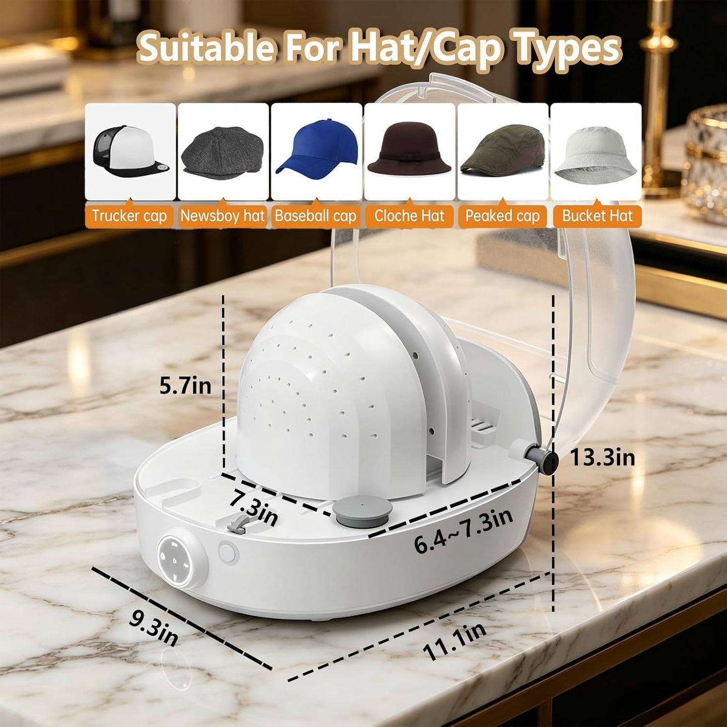 Hat Cleaner Machine with Steam, Cap Washer and Shaper for Baseball Caps, Trucker, Bucket and Newsboy Hats