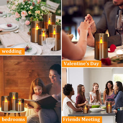 wemarry Flameless Candles, Acrylic Pillars, 3-Pack with Remote