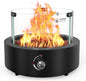 15.7" Propane Gas Fire Pit Side-Mounted, Portable Tabletop Fireplace, FP038 Portable Smokeless Fireplace with Lava Rocks & Glass Shield for Outdoor Patio Backyard Camping RV Tailgating, Round