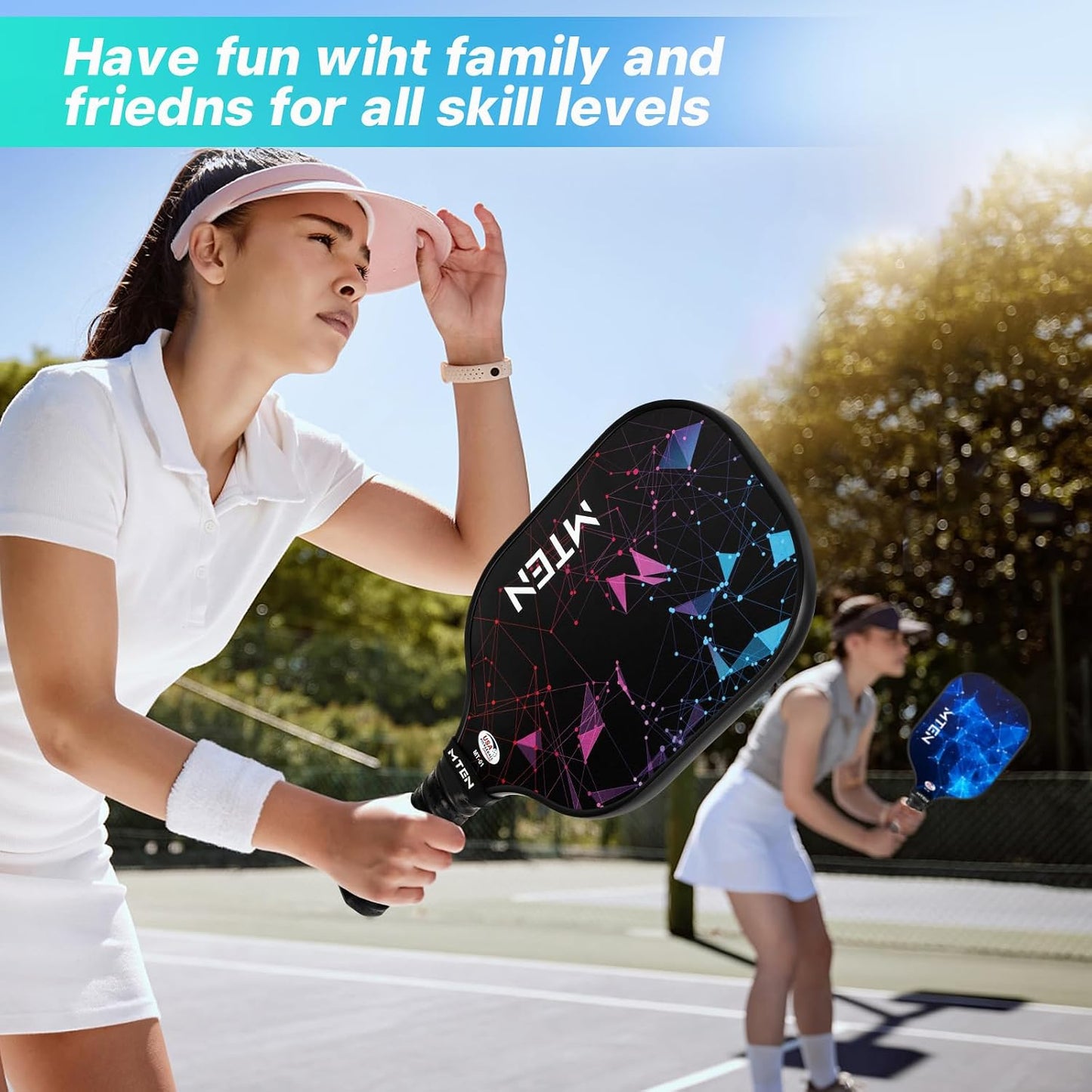 MTEN Pickleball Paddles Set of 2/4/1, USAPA Approved Fiberglass Rackets Lightweight Set for Men, Women, Beginners & Intermediate
