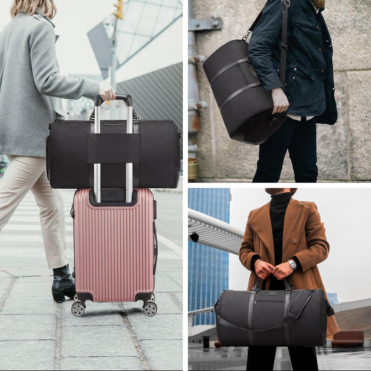 Garment Bag for Travel, Convertible Carry-On Duffel with Shoe Compartment, Waterproof & Wrinkle-Free Suit Carrier for Business Trips & Weekend Getaways, Foldable & Lightweight