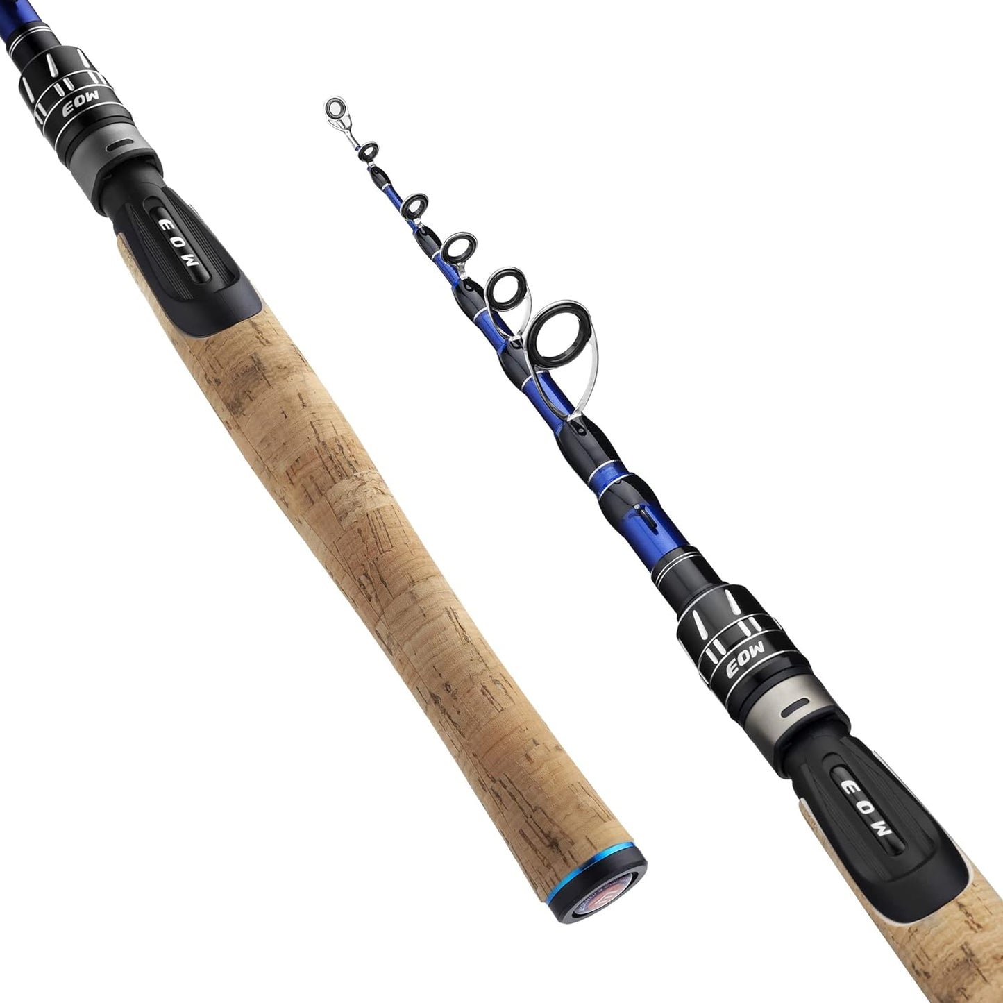EOW XPEDITE PRO Telescopic Fishing Rod, 6' Spinning Rod, 24T Carbon Fiber Blank, Solid Carbon Tip, Medium Power, Fast Action, Blue