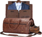 STOVER Garment Travel Duffle Bag, Large 2-in-1 Convertible Carry-On Garment Bag & Duffel with Shoe Compartment, 57L Weekender Travel Bag for Men & Women, Brown Leatherette