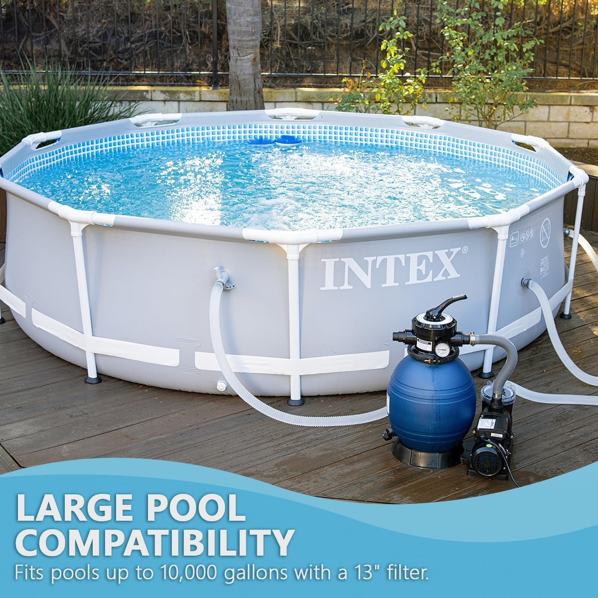 XtremepowerUS 13" Sand Filter Pump System for Above Ground Swimming Pools, 2400 GPH, 0.75 HP Pump, 4-Way Multi-Port Valve, Up to 10,000 Gallons