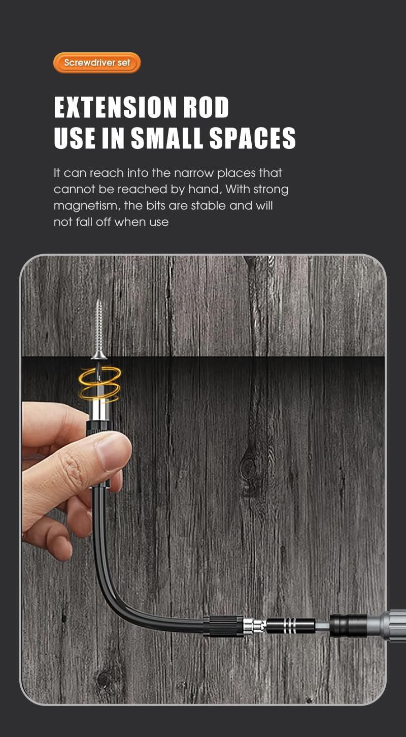 HyperionFlo Essentials 150-in-1 Precision Screwdriver Set, 120 Magnetic Bits & 30-Piece Tool Kit for Electronics, Computers, Phones, Watches, Cameras & Laptops, Black/Silver