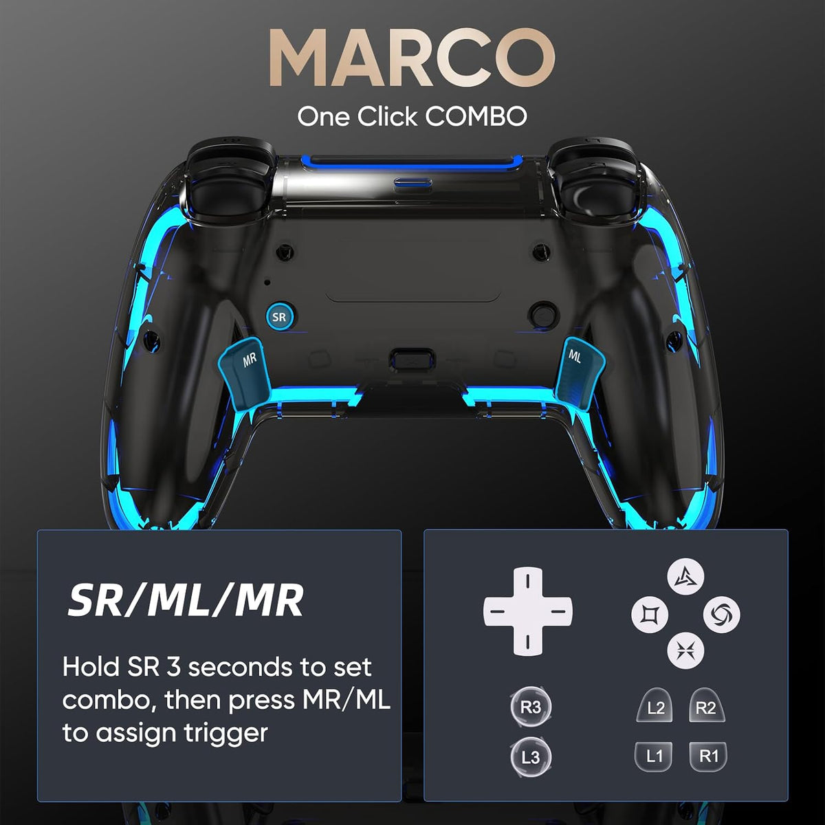BETMI Wireless Controller for PS5, Pro/Slim/MAC/Steam Deck/PC, Hall Effect Joystick, Dual Vibration/Macro/Turbo, 3.5mm Jack, 6-Axis, Mute Key, LED Gamepad with Speaker (4 Lighting Effects, 9 Light Colors)