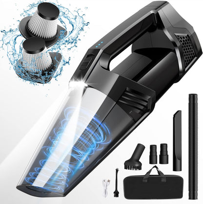 Blestan Handheld Vacuum Cordless Portable Car Vacuum with LED Light, High Power Suction, 3-in-1, Lightweight Rechargeable Hand Vacuum Cleaner for Car, Home & Office, Pet Hair, Black