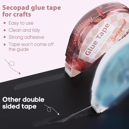 Secopad Scrapbook Tape, 4-Pack Double-Sided Glue Tape Roller for Crafts, 0.3-Inch x 26FT Adhesive Runner for Scrapbooking, Journaling, Photos & Gift Wrapping, Light-Colored Shell