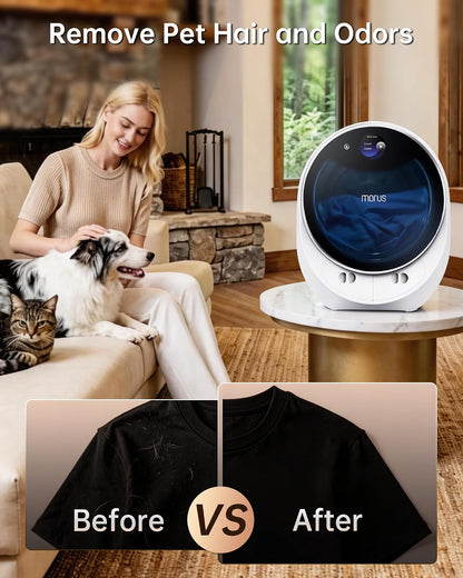 Morus Portable Dryer for Clothes with 8 Modes, 1200W Mini Dryer with Stainless Steel Drum, No Installation Required, Wrinkle and Pet Hair Remover, Luxury Towel Warmer, for Apartments, Dorm, RV