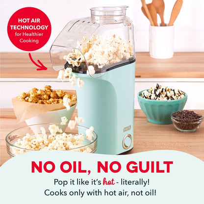Dash Fresh Pop Popcorn Maker, 16-Cup Hot Air Popper with Butter-Warming Tray, Compact Countertop Design, Aqua