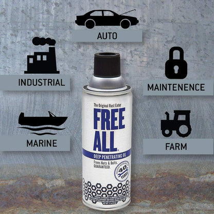 Gasoila Free All Rust Eater Deep Penetrating Oil, 6 oz Aerosol, Silicone-Free Rust Remover for Bolts, Nuts, Pipes, Locks & Machinery