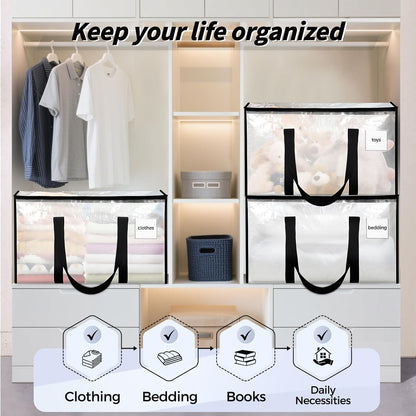ukeetap 8 Pack Extra Large Clothes Storage Bins with Lids, Clear