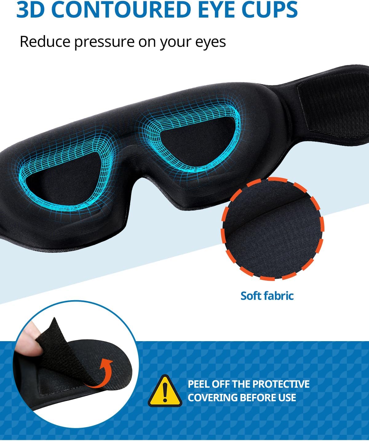 SARISUN Travel Pillows for Airplanes, Stable Head Support, Travel Essential Airplane Pillow with 3D Eye Mask, Seat Strap Secures to Headrest, Stop Bobblehead, for Long Flight Road Trip Sleeping, Black