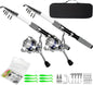 MNCIRISETOU Fishing Rod and Reel Combos 2-Pack, 6.5FT Telescopic Fishing Poles with Size 2000 Spinning Reels, Pre-Spooled 10 lb & 15 lb Monofilament Line, Accessories & Carry Bag