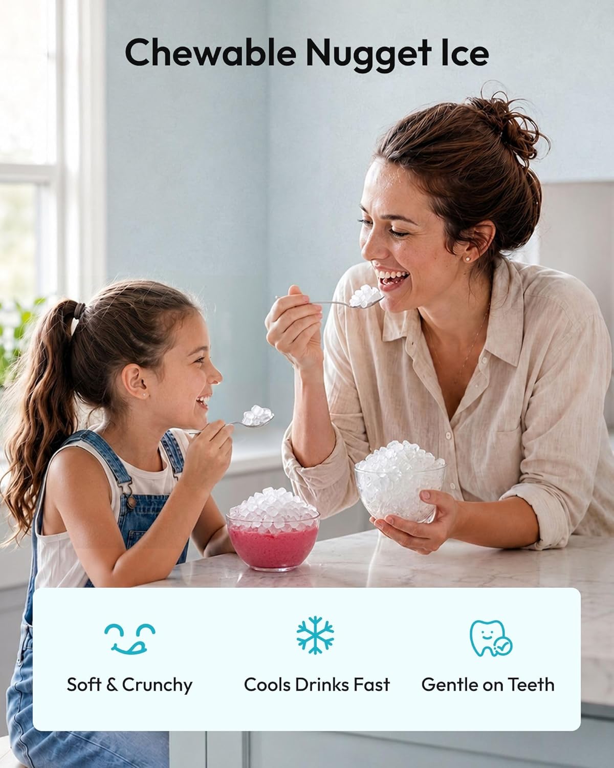 EUHOMY Nugget Ice Maker Countertop, 44Lbs/24H Sonic Ice Maker Machine, Self-Cleaning Pellet Ice Makers with Ice Scoop&Basket, Countertop Pebble Ice Maker for Home/Kitchen/Office
