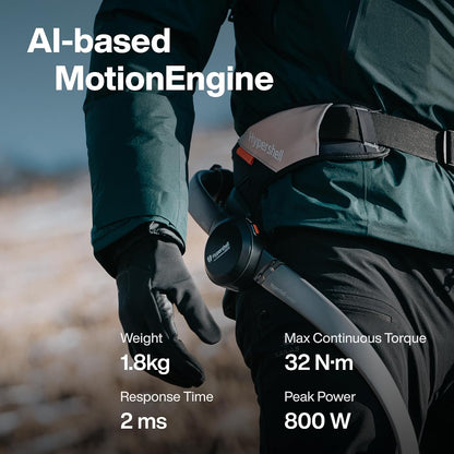 Hypershell X Carbon AI Wearable Exoskeleton - 800W Leg Assist, 10 Intelligent Modes, 17.5km Range, IP54 Waterproof for Outdoor Activities, Hiking, Walking (2 Batteries, No Charger)