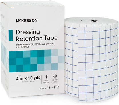 McKesson Dressing Retention Tape, Non-Sterile, White, 4 in x 10 yd, 24 pk