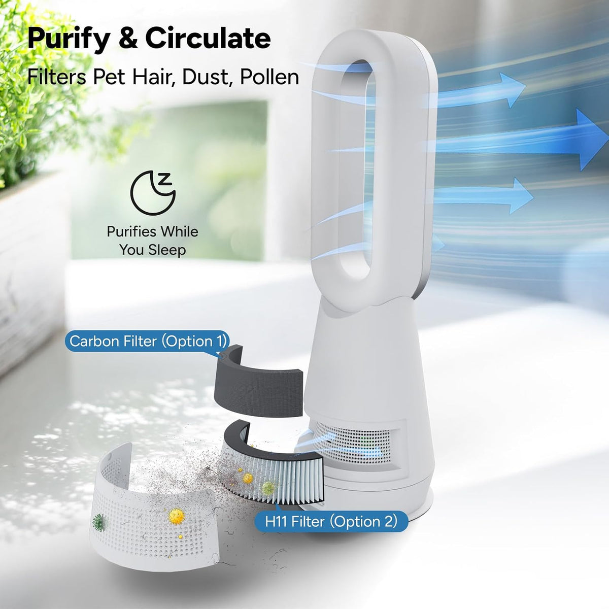 Bladeless Heater Fan with Air Purifier,22" 3-in-1 Fan Heater ComboFaryuan Bladeless Heater Fan with Air Purifier,22" 3-in-1 Fan Heater Combo
