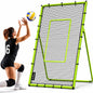 ZivPlay Volleyball Rebounder Net, 7 x 4 Ft Bounce Back Training Equipment with 5 Adjustable Angles, 28 Bungee Cords, Neon Target Strap & Ground Stakes