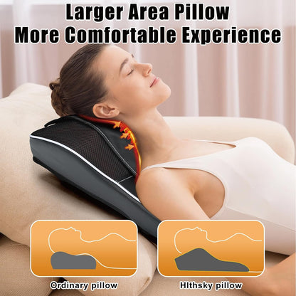 Hlthsky Shiatsu Neck and Back Massager with Heat, 3D Kneading Massage Pillow with Vibration for Back, Neck, Shoulders, Legs, Black