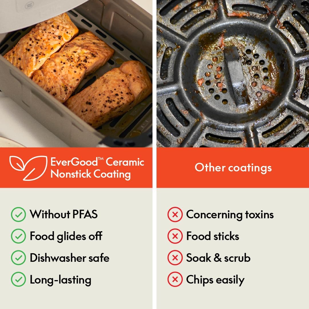 bella Fits-anywhere Slim 4qt Air Fryer, Non-Toxic Coating, Oatmilk