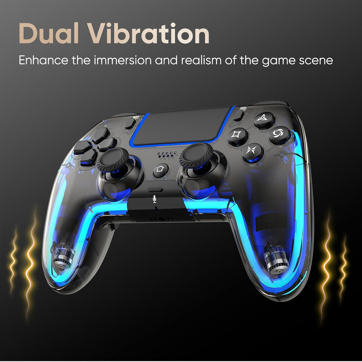 BETMI Wireless Controller for PS5, Pro/Slim/MAC/Steam Deck/PC, Hall Effect Joystick, Dual Vibration/Macro/Turbo, 3.5mm Jack, 6-Axis, Mute Key, LED Gamepad with Speaker (4 Lighting Effects, 9 Light Colors)