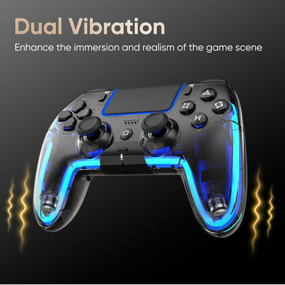 BETMI Wireless Controller for PS5, Pro/Slim/MAC/Steam Deck/PC, Hall Effect Joystick, Dual Vibration/Macro/Turbo, 3.5mm Jack, 6-Axis, Mute Key, LED Gamepad with Speaker (4 Lighting Effects, 9 Light Colors)