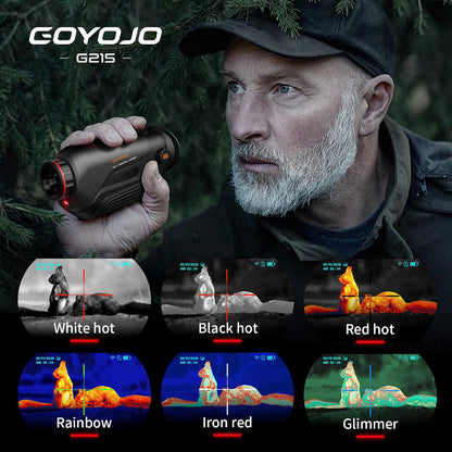 GOYOJO G215 Thermal Imaging Monocular, 256x192 50Hz Infrared Night Vision Scope with 15mm Lens, 4X Zoom, Wi-Fi App, 16GB Storage & OLED Display
