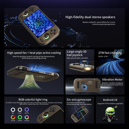 RG477M Retro Handheld Game Console , Aluminum Alloy CNC Dimensity 8300 Android14 System 4.7-inch Touch Handheld Game Console WiFi/Bluetooth Hall Joystick RGB Light 5300mah