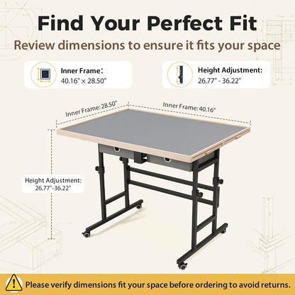 BuilderButler Puzzle Table for 2000 Pieces, 40.16" x 28.5" Adjustable Height & 45° Tilting Jigsaw Board with Wheels, 4 Wooden & 2 Fabric Drawers, Protective Cover