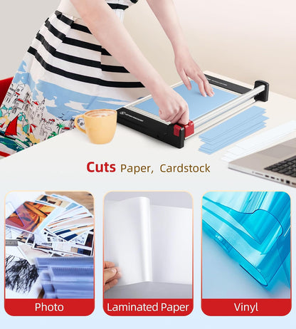 Firbon 12 Inch Rotary Paper Trimmer with Replaceable Blade, High-Carbon Steel Cutting Blade, Precision Paper Cutter for A4, A5, B5, Cardstock, Photos & Crafts