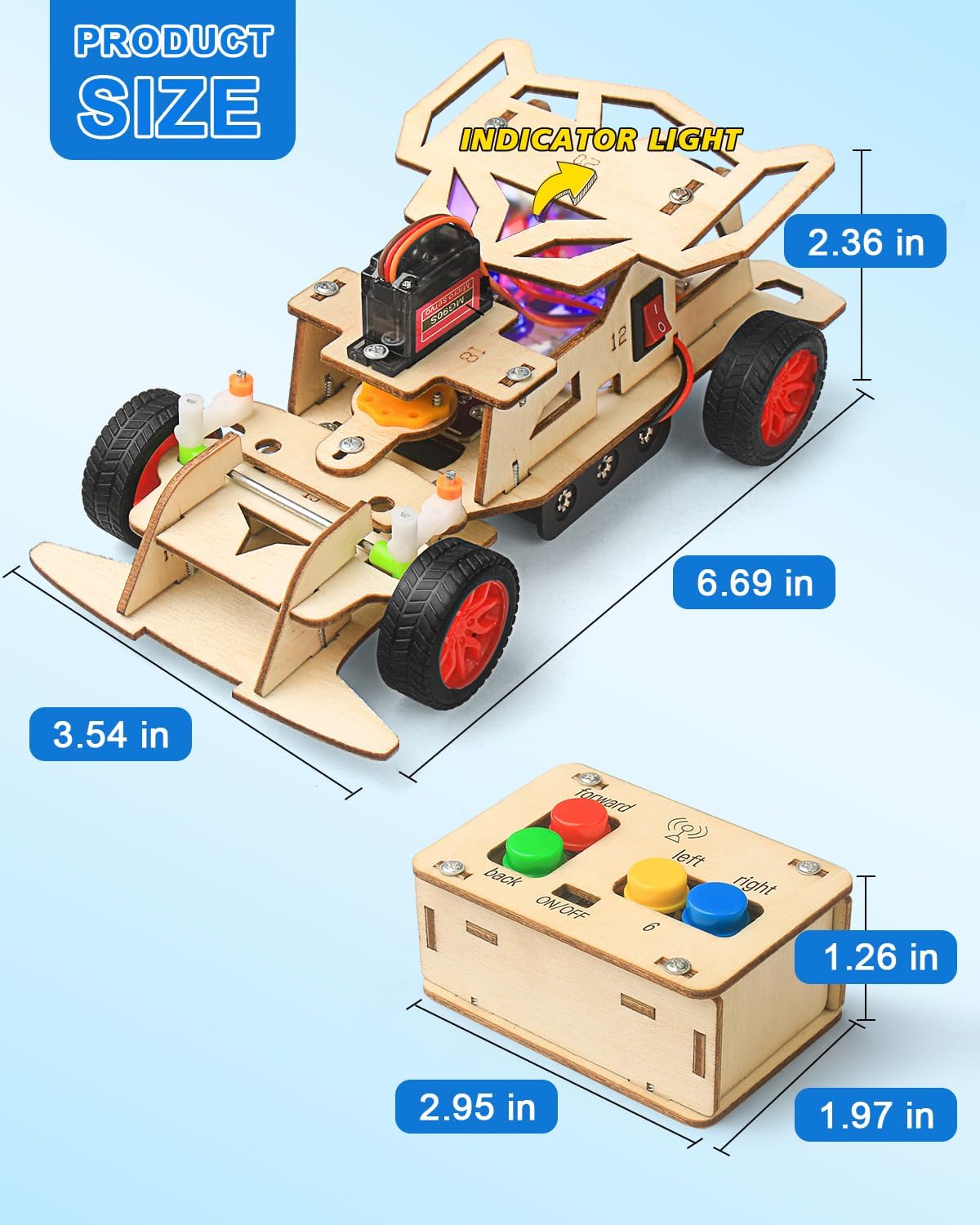 Poraxy STEM Kits for Kids Ages 8-13, Remote Control Car Building Kit with Wooden 3D Puzzle, 4WD Model Car Science Project Toy for Boys & Girls
