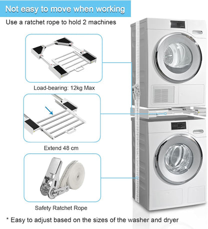Washer Dryer Stacking Kit 29 inch - Universal Washer and Dryer Stacking Kit with Pull Out Drying Rack - Adjustable 29"/28"/27"/26"/25"/24" Stacking Kit with Ratchet Strap - Space-Saving
