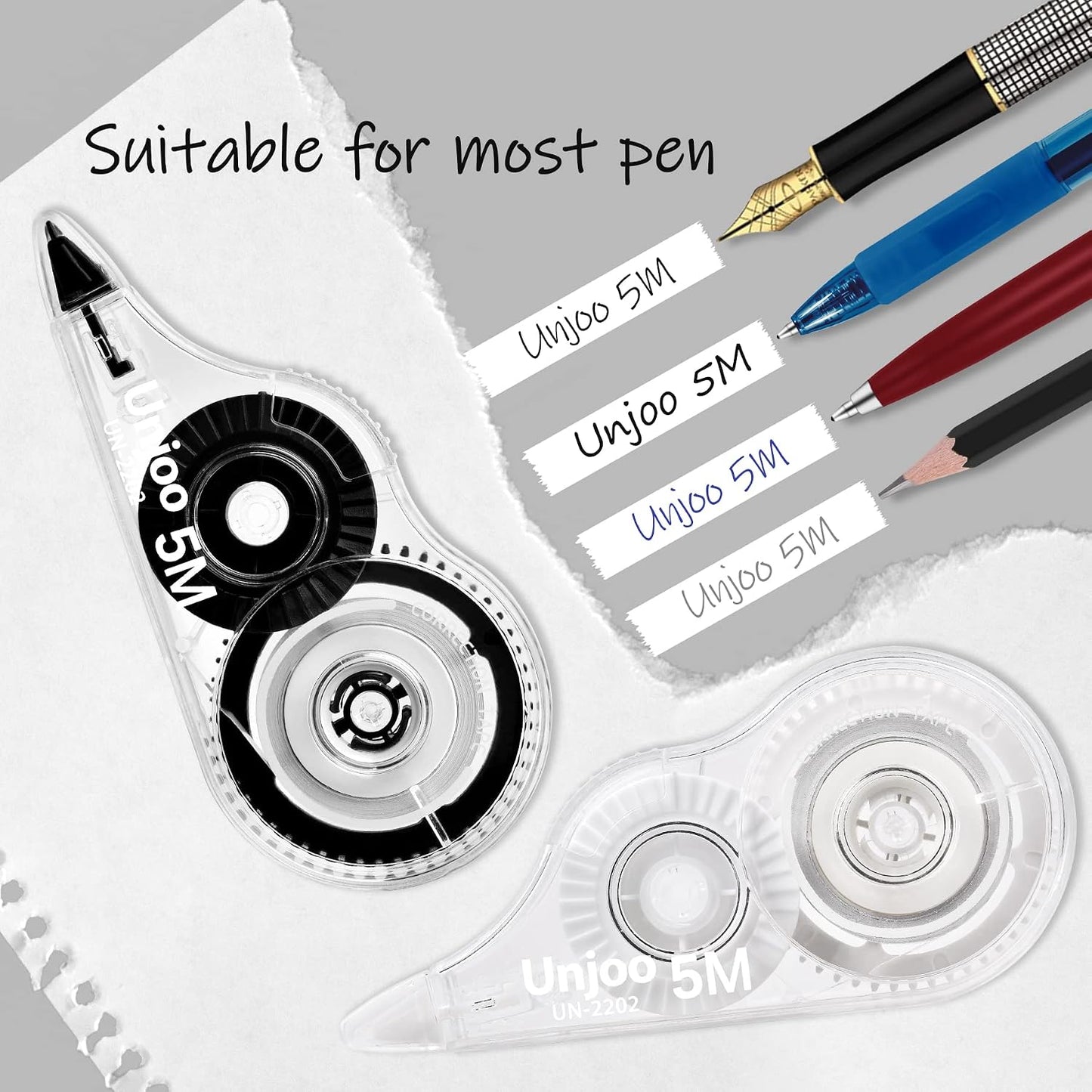 Unjoo White Correction Tape 12-Pack for School & Office