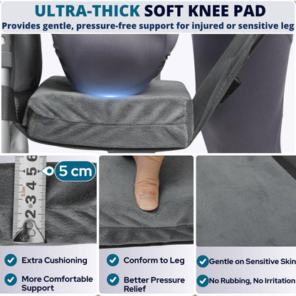 Knee Sling for Walker, Knee Support for Non Weight Bearing Alternative to Knee Scooter & Crutch for Surgery Recovery, Walker Accessories for Foot Injuries, Adjustable, Cushioned, Grey