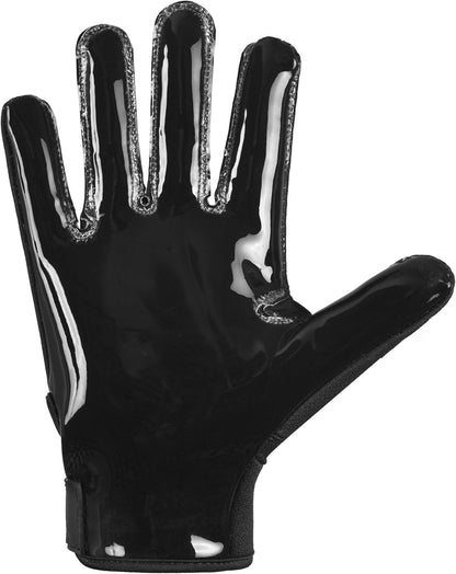 HyperionFlo Essentials Youth American Football Gloves, Wide Receiver Gloves with Tacky Silicone Grip Palm, Finger Protection, Youth Large, Matt Black