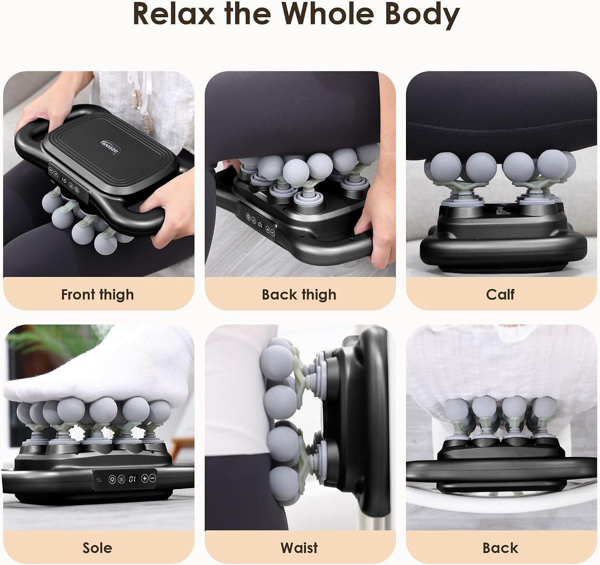 GAXEZO 16-Head Massage Gun Set, Deep Tissue Percussion Massager, 9 Modes & Adjustable Intensity, 2600mAh Rechargeable Battery, Black