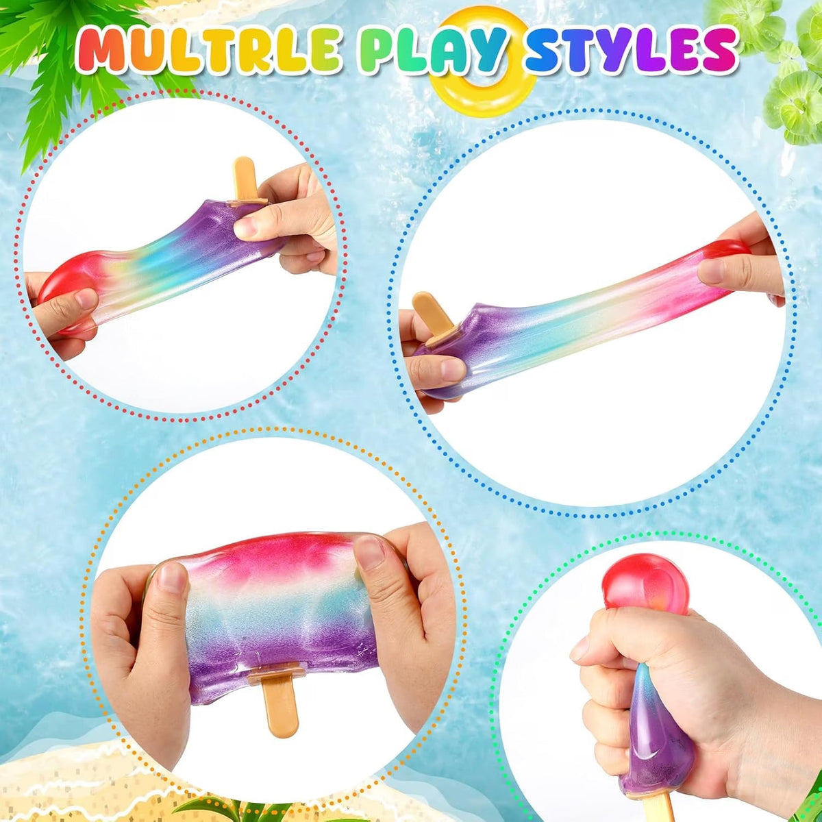 HyperionFlo Essentials 6-Piece Soft Stress-Relief Fidget Toy Set, Slow-Rising Squishy Sensory Toys, Portable Party Favors