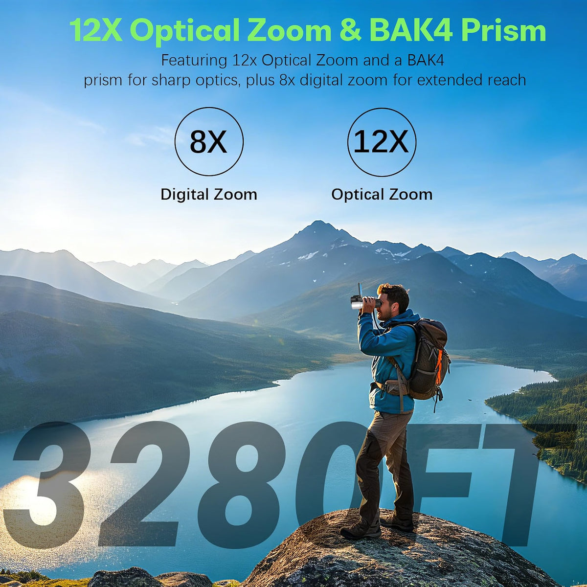 PGDLOF Night Vision Binoculars with Camera, 12x32 Digital Binoculars, 1080P Video, 7-Level IR Night Vision, BAK4 Prism, 32GB TF Card, Black